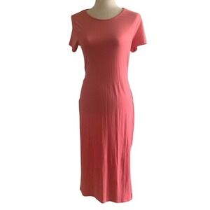 NWT Knot Back Cutout Midi Dress Large Side Slit Resortwear Minimalist Vacation